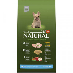 Guabi Natural Cães Filhotes Mini e Pequeno Frango e Arroz Integral - 1kg/ 2,5kg/10,1kg 